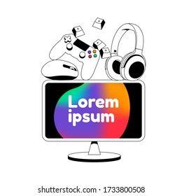 Gaming concept design, elements. Banner design. Vector flat style. illustration.