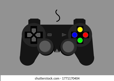 Gaming concept. Flat vector illustration with joystick. Online games. Video game console. Gamepad