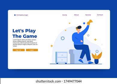 gaming concept landing page template. Modern flat design concept of web page design for templates, UI, web, mobile app, posters, banners, flyers, development. vector illustration