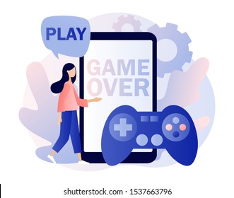Gaming concept. People gamers playing online video game. Modern flat cartoon style. Vector illustration