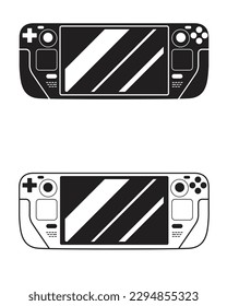 Gaming console in black and white. Portable and gaming console of the new generation. Vector flat gamepad illustrations for gaming applications or websites. 
