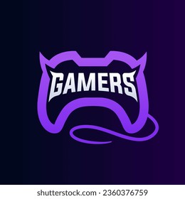 Gaming console controller with Gamers written in style. For pc gamers and online streamers. Best to print on t shirts, mouse pad, etc. Gaming logo with a controller.