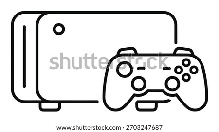 Gaming console and controller line art icon illustration for digital entertainment and video games Vector