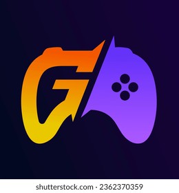 gaming console controller vector with half of the icon is letter g and half joystick. G logo for gamers and streamers. png vector can be used for printing as stickers and badges.