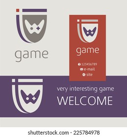 Gaming console controller vector logo. Business card, banner