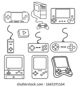 gaming console with doodle or hand drawn style