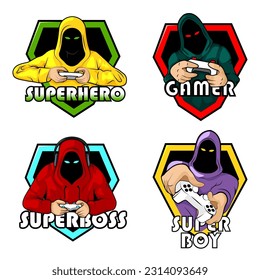 Gaming Console Esport Logo Designs. Vector sport Super logo for your t-shirt. Vector Mega logotype bundle collection