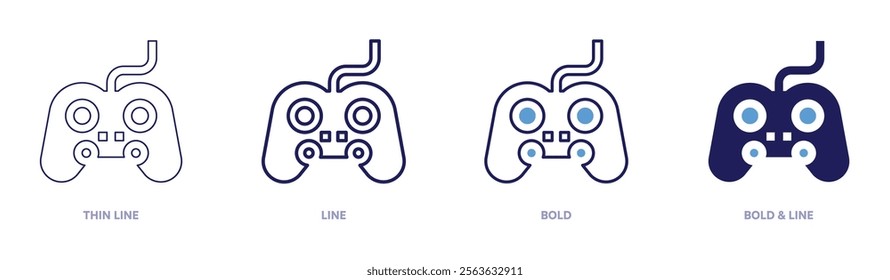 Gaming console icon in 4 different styles. Thin Line, Line, Bold, and Bold Line. Duotone style. Editable stroke.