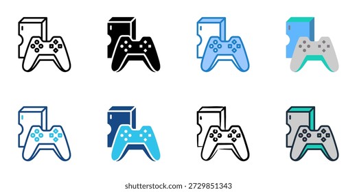 Los íconos de la consola de juegos establecen una colección de estilo múltiple. Trazo editable 
