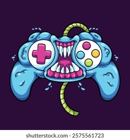 Gaming Console Monster cartoon illustration style