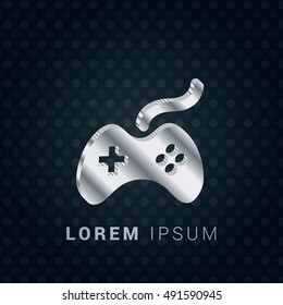 Gaming Controller 3D silver/platinum metallic chromium precious Icon / Logo Design