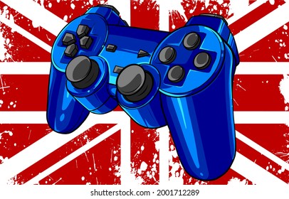 Gaming controller with england flag vector illustration