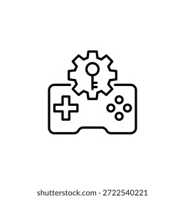 Gaming Controller Gear Key Outline Icon Technology Concept