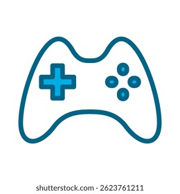 A gaming controller icon, in a modern style, isolated on a white background. Perfect for gaming related design needs