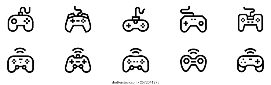 Gaming controller icon set. Silhouette style. Game console. Joystick icon collections. Gamepad icon set. Video game controller, joystick, console icon. Vector Illustration. Vector Graphic. EPS 10