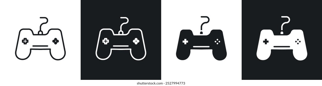 Gaming controller icon vector icon set black filled and outlined style.