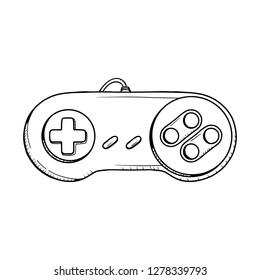 Gaming controller illustration. Retro Gaming controller line drawing