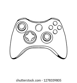 Gaming controller illustration. Retro Gaming controller line drawing