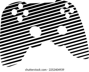 Gaming controller made with hatched lines. Stripped vector illustration. 