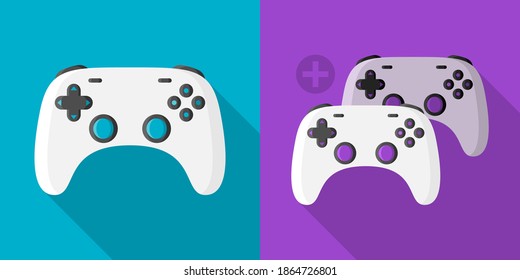 Gaming Controller single and multi player icon symbol flat design