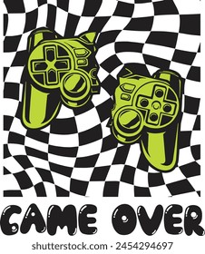 Gaming controller vector illustration. Can be printed on t-shirt