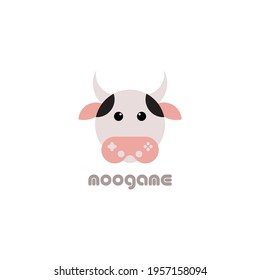 Gaming cow logo design. Cow and joystick logo template