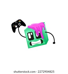 gaming cube character mascot. box gaming mascot logo. editable vector logo
