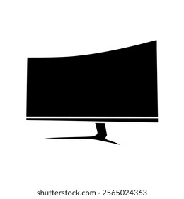 Gaming Curved Monitor Black Fill Icon. Top Choice editable graphic resources for many purposes.