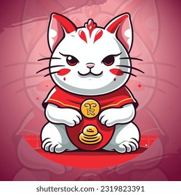 Gaming Design with Lucky Cat Mascot: Vector Illustration for Esport and Sport Team Logos and Merchandise