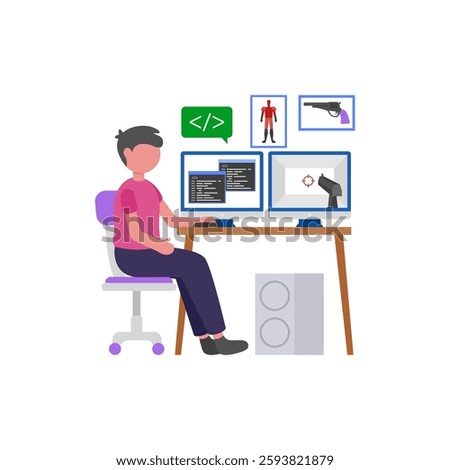 Gaming Developer, Design And Development Vector Illustration