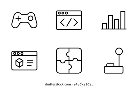 colección de plantillas vectoriales de símbolos de iconos de desarrollo de juegos