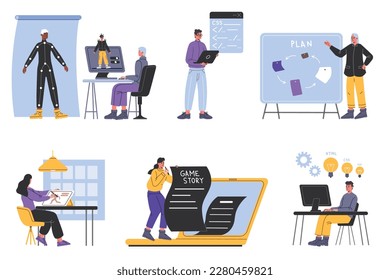 Gaming development. Specialists team creating computer games. Software programming. Interface design. Script writing and testing. Digital play characters. Developers job