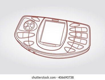 Gaming device in line art style, good for web and print design 