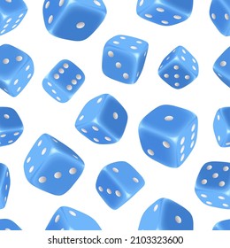 Gaming dice pattern. Casino design geometrical pattern with pictures of 3d cubes symbols of lucky players for gambling decent vector seamless background