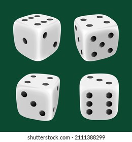Gaming dice. Realistic geometrical cube with six sides gambling symbols for casino players success random choice for lucky gamers decent vector templates