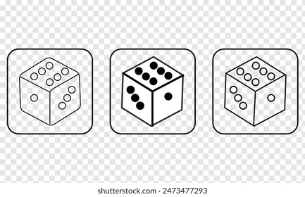 Gaming dice. Vector Realistic Game Dice Icon Set Closeup Isolated. Game Cubes for Gambling, Casino Dices From One to Six Dots, Round Edges. Eps10.
