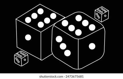 Gaming dice. Vector Realistic Game Dice Icon Set Closeup Isolated. Game Cubes for Gambling, Casino Dices From One to Six Dots, Round Edges. Eps10.