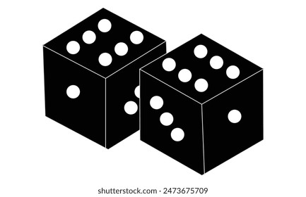 Gaming dice. Vector Realistic Game Dice Icon Set Closeup Isolated. Game Cubes for Gambling, Casino Dices From One to Six Dots, Round Edges. Eps10.