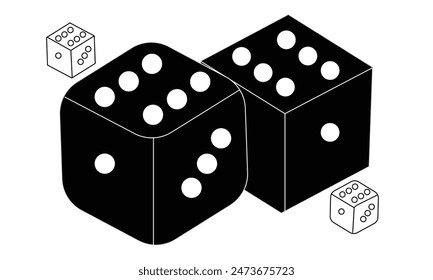 Gaming dice. Vector Realistic Game Dice Icon Set Closeup Isolated. Game Cubes for Gambling, Casino Dices From One to Six Dots, Round Edges. Eps10.