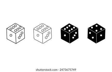 Juegos de dados. Vector Juego Realista Conjunto De Iconos De Dados En Primer Plano Aislado. Cubos de juego para juegos de azar, dados de casino de uno a seis puntos, bordes redondos. Eps10.