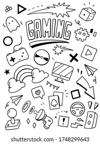 gaming doodle illustration. Doodle design concept