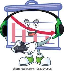 Gaming down graphic board cartoon character style.