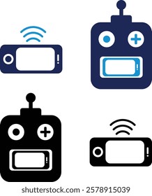 Gaming or Drone Remote icon vector isolated. Wireless Remote with screen icon set. Drone Remote, Gaming handle, Wireless Control panel icon