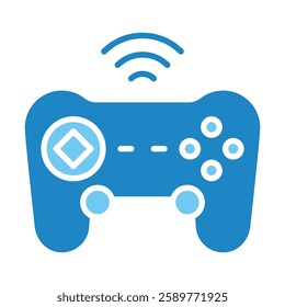 Gaming dual tone blue color, mini illustration icon. use for modern concept, print, UI, UX kit, web and app development. Vector EPS 10, related to entertainment, festival, funfair and hobbies.