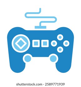 Gaming dual tone blue color, mini illustration icon. use for modern concept, print, UI, UX kit, web and app development. Vector EPS 10, related to entertainment, festival, funfair and hobbies.