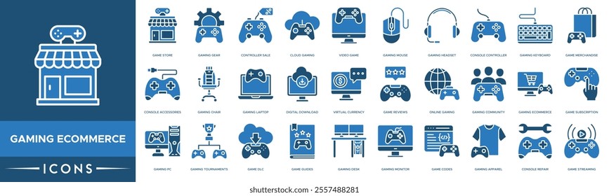 Gaming eCommerce icon. Game Store, Gaming Gear, Controller Sale, Cloud Gaming and Video Game