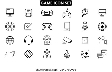 
Gaming and Entertainment Line Icon Set