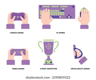 Gaming and E-Sports Icon Illustration in a flat style for design elements