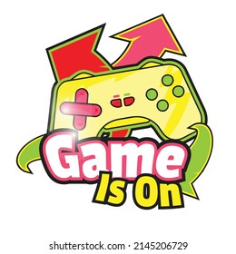 Gaming or E-Sports with video game controller logo vector illustration with dummy text on white background.