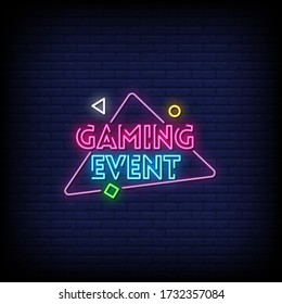 Gaming Event Neon Signs Style Text vector